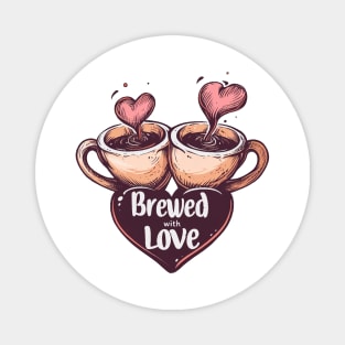 Brewed with Love: Vintage Cartoon Valentine's Day Tee Magnet